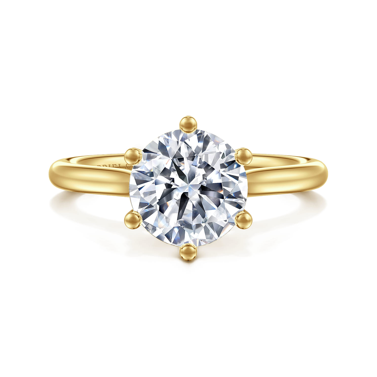 Brave - 14K Yellow Gold 6 Prong Round Solitaire Diamond Engagement Ring - Shot 1