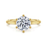 Brave - 14K Yellow Gold 6 Prong Round Solitaire Diamond Engagement Ring