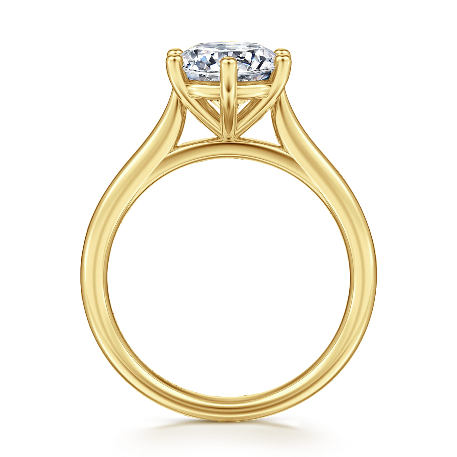 Brave - 14K Yellow Gold 6 Prong Round Solitaire Diamond Engagement Ring - Shot 2