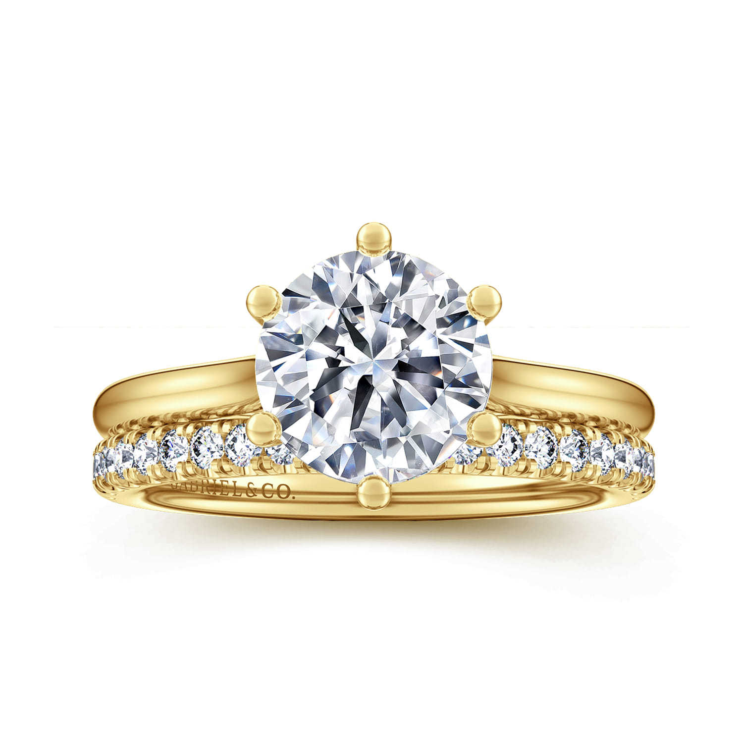 Brave - 14K Yellow Gold 6 Prong Round Solitaire Diamond Engagement Ring - Shot 4