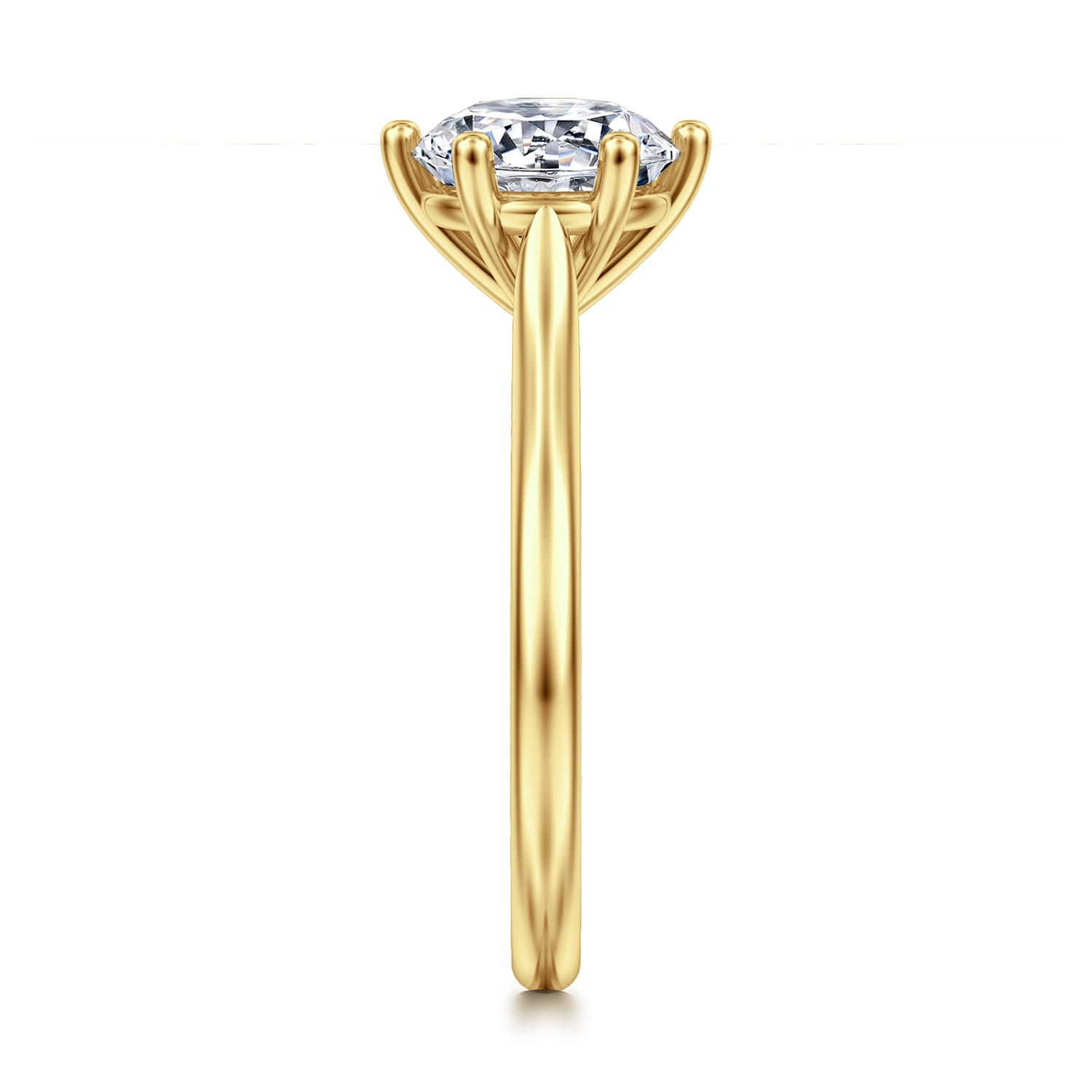Brave - 14K Yellow Gold 6 Prong Round Solitaire Diamond Engagement Ring - Shot 5