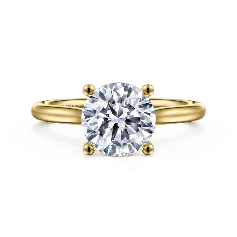 Bravo - 14K Yellow Gold Round Solitaire Diamond Engagement Ring - Shot 1