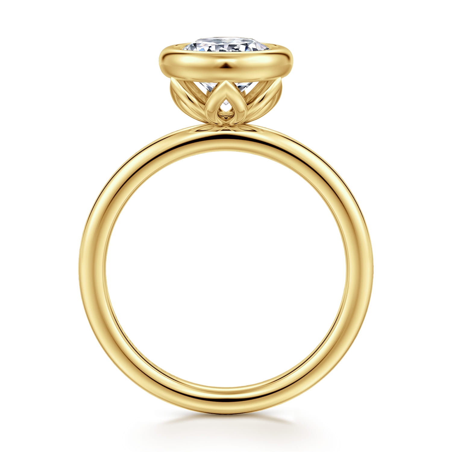 Linny - 14K Yellow Gold Round Bezel Set Diamond Engagement Ring - Shot 2