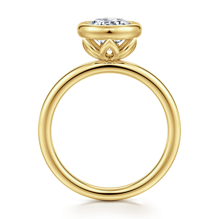 Linny - 14K Yellow Gold Round Bezel Set Diamond Engagement Ring - Shot 2