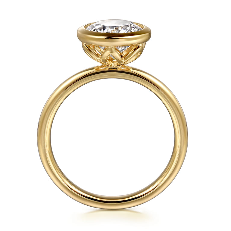 Linny - 14K Yellow Gold Bezel Set Round Diamond Engagement Ring - Shot 2