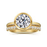 Linny - 14K Yellow Gold Bezel Set Round Diamond Engagement Ring
