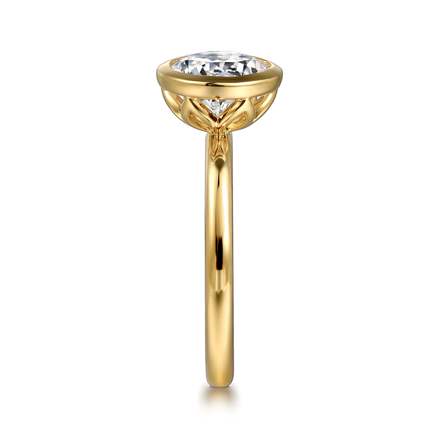 Linny - 14K Yellow Gold Bezel Set Round Diamond Engagement Ring - Shot 5