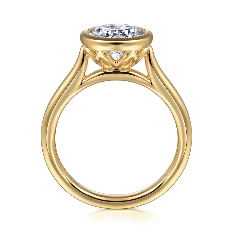 Giovana - 14K Yellow Gold Bezel Set Round Diamond Engagement Ring - Shot 2