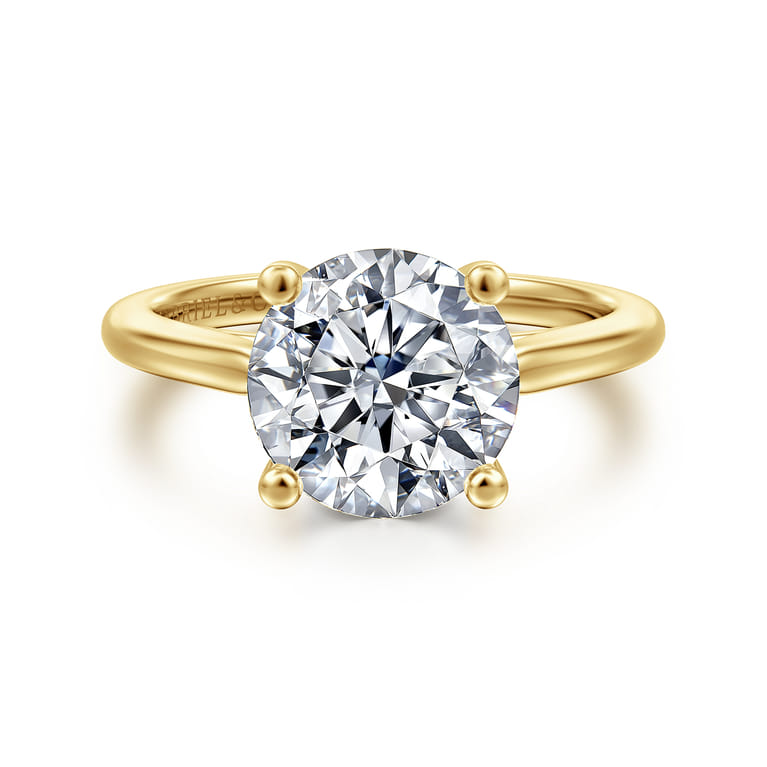 Anushka - 14K Yellow Gold Round Solitaire Diamond Engagement Ring - Shot 1