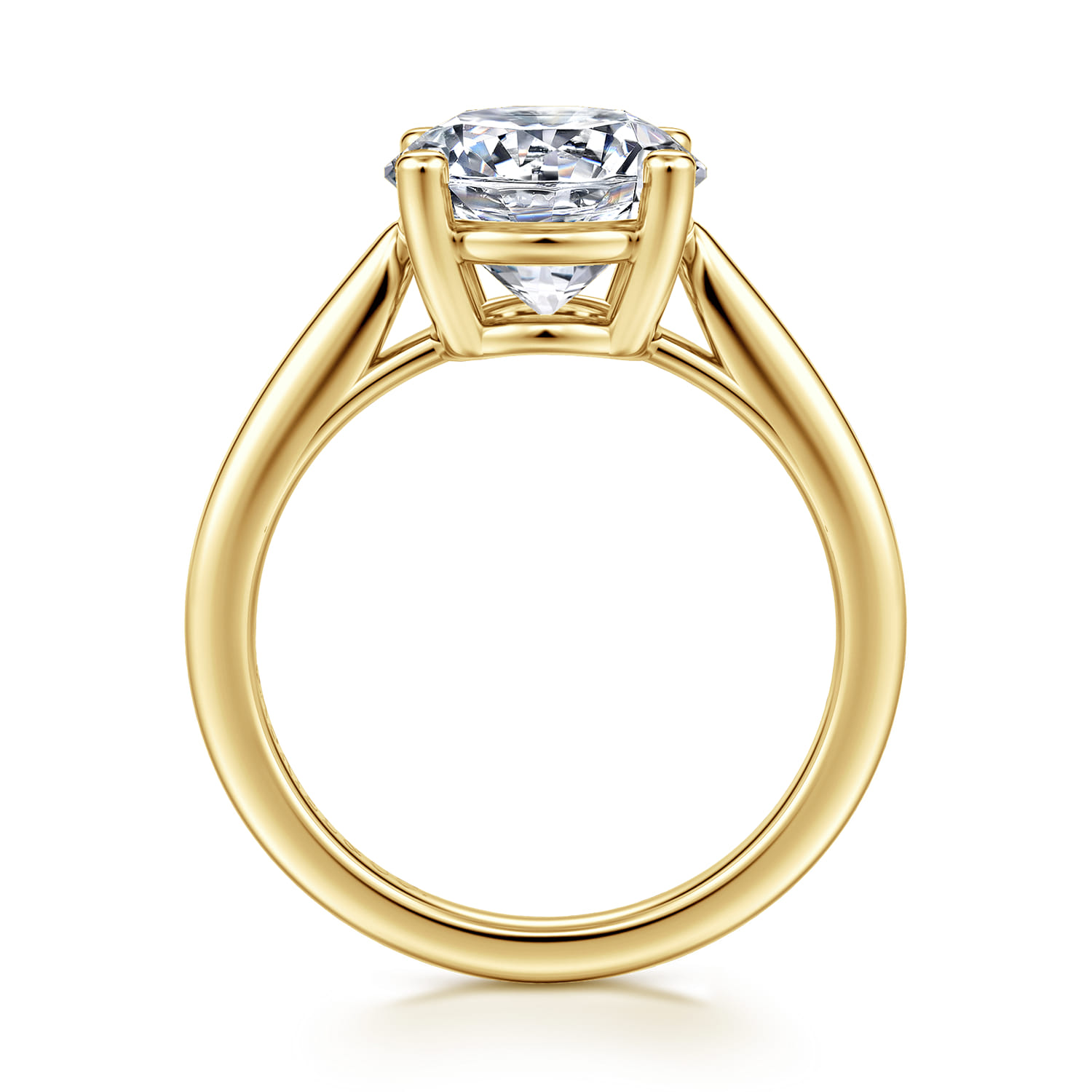 Anushka - 14K Yellow Gold Round Solitaire Diamond Engagement Ring - Shot 2