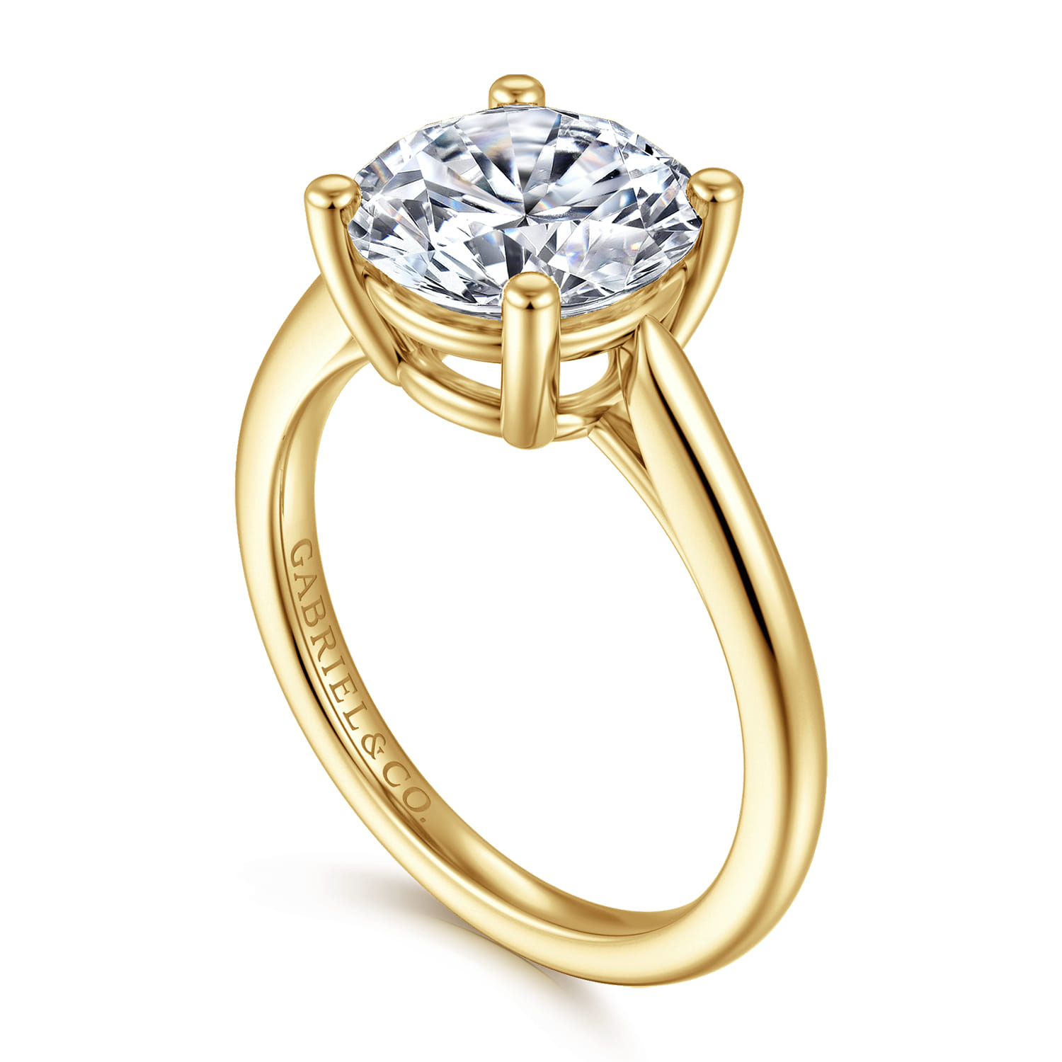 Anushka - 14K Yellow Gold Round Solitaire Diamond Engagement Ring - Shot 3