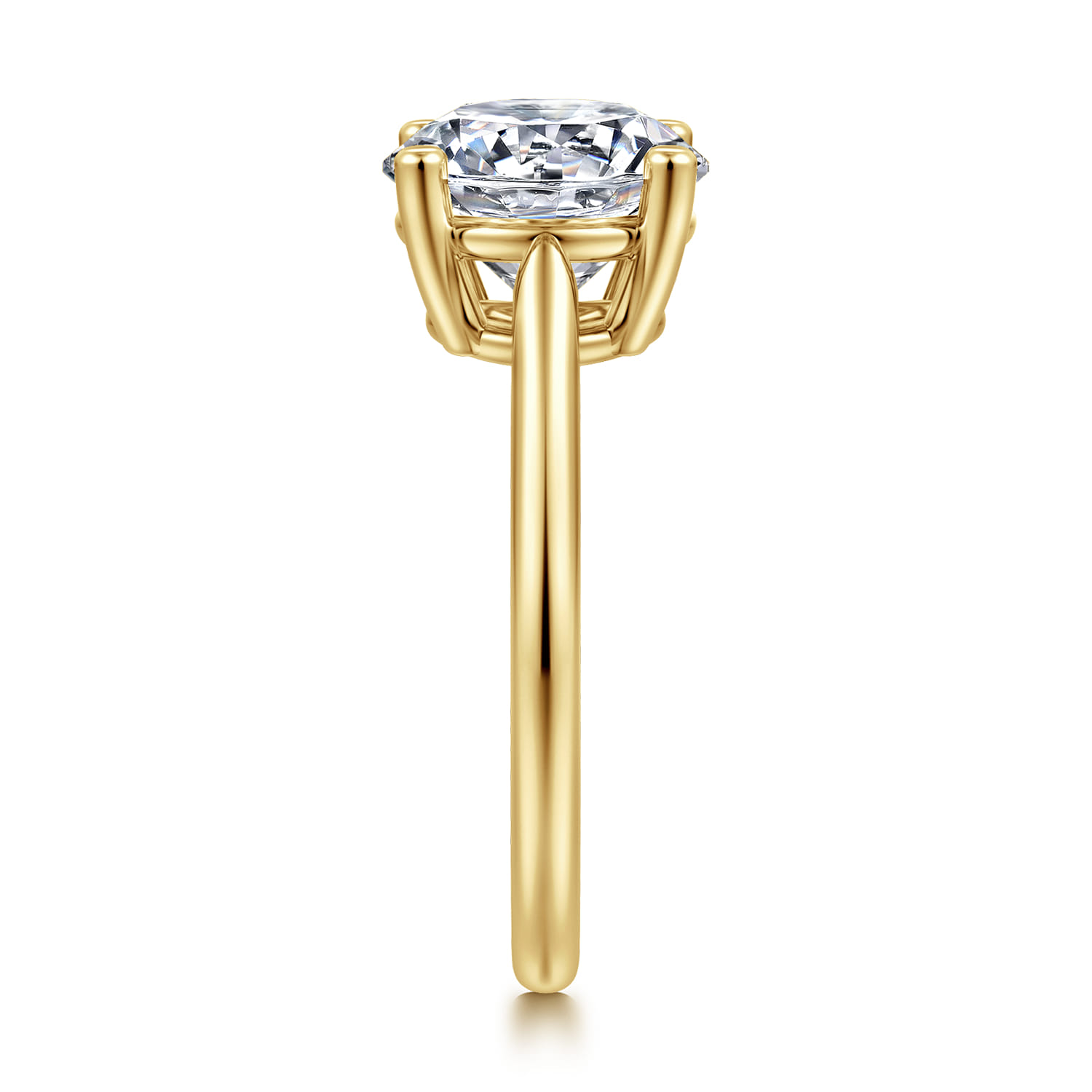 Anushka - 14K Yellow Gold Round Solitaire Diamond Engagement Ring - Shot 4