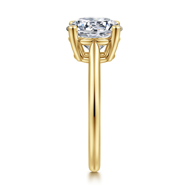 Anushka - 14K Yellow Gold Round Solitaire Diamond Engagement Ring - Shot 4