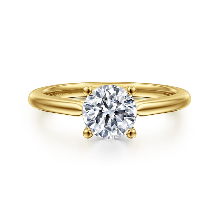 Anushka - 14K Yellow Gold Round Solitaire Diamond Engagement Ring - Shot 1