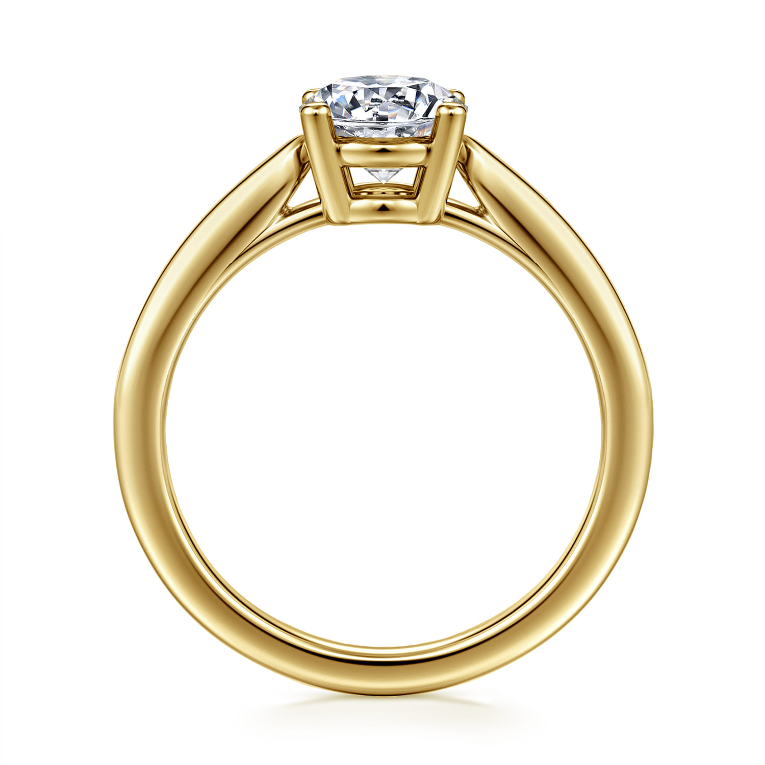 Anushka - 14K Yellow Gold Round Solitaire Diamond Engagement Ring - Shot 2