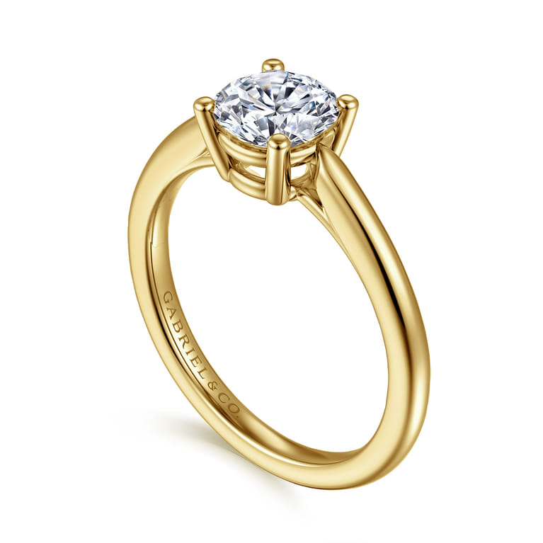 Anushka - 14K Yellow Gold Round Solitaire Diamond Engagement Ring - Shot 3