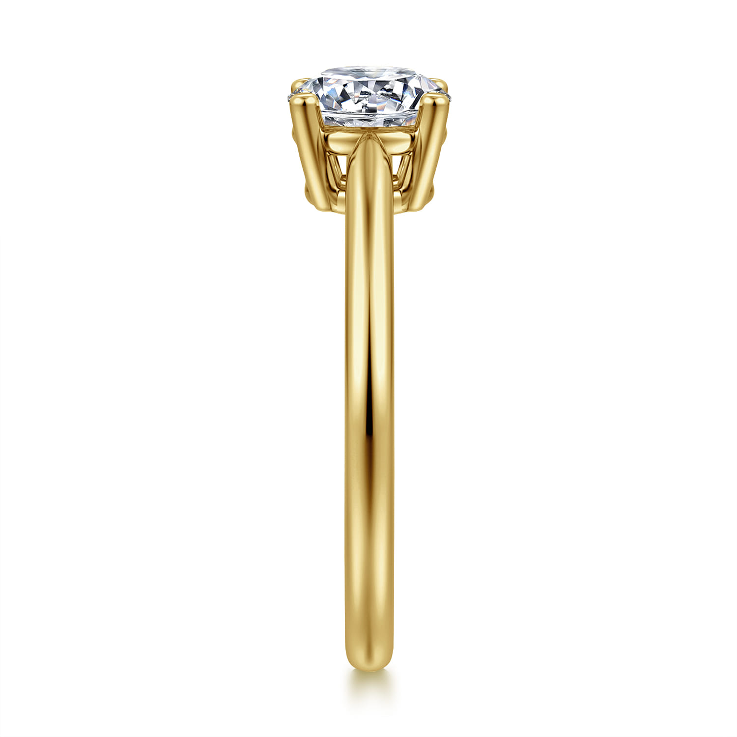 Anushka - 14K Yellow Gold Round Solitaire Diamond Engagement Ring - Shot 4