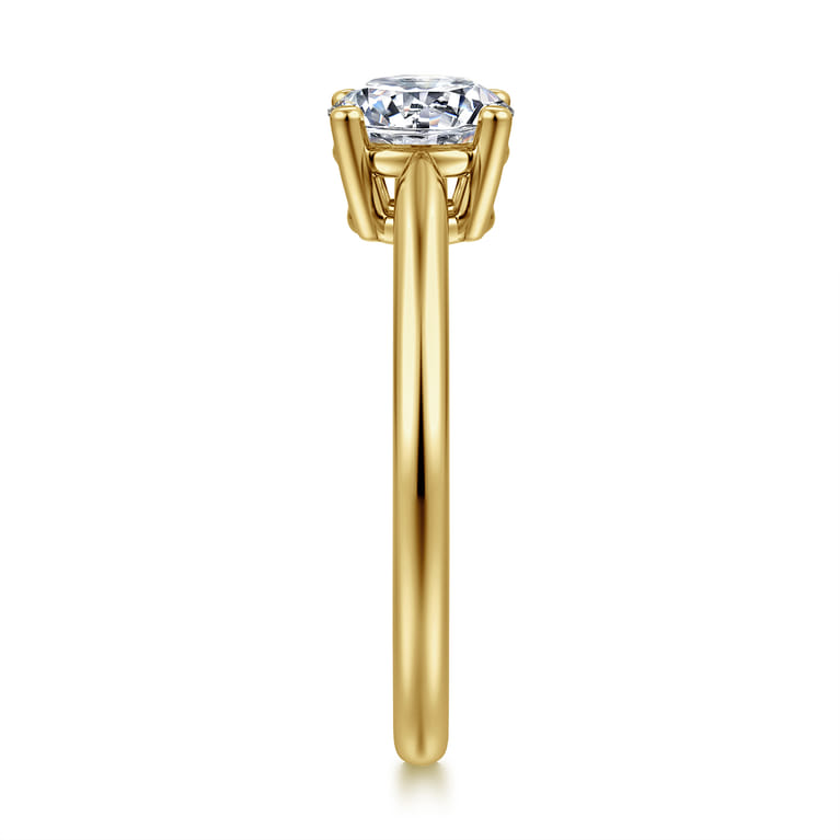 Anushka - 14K Yellow Gold Round Solitaire Diamond Engagement Ring - Shot 4