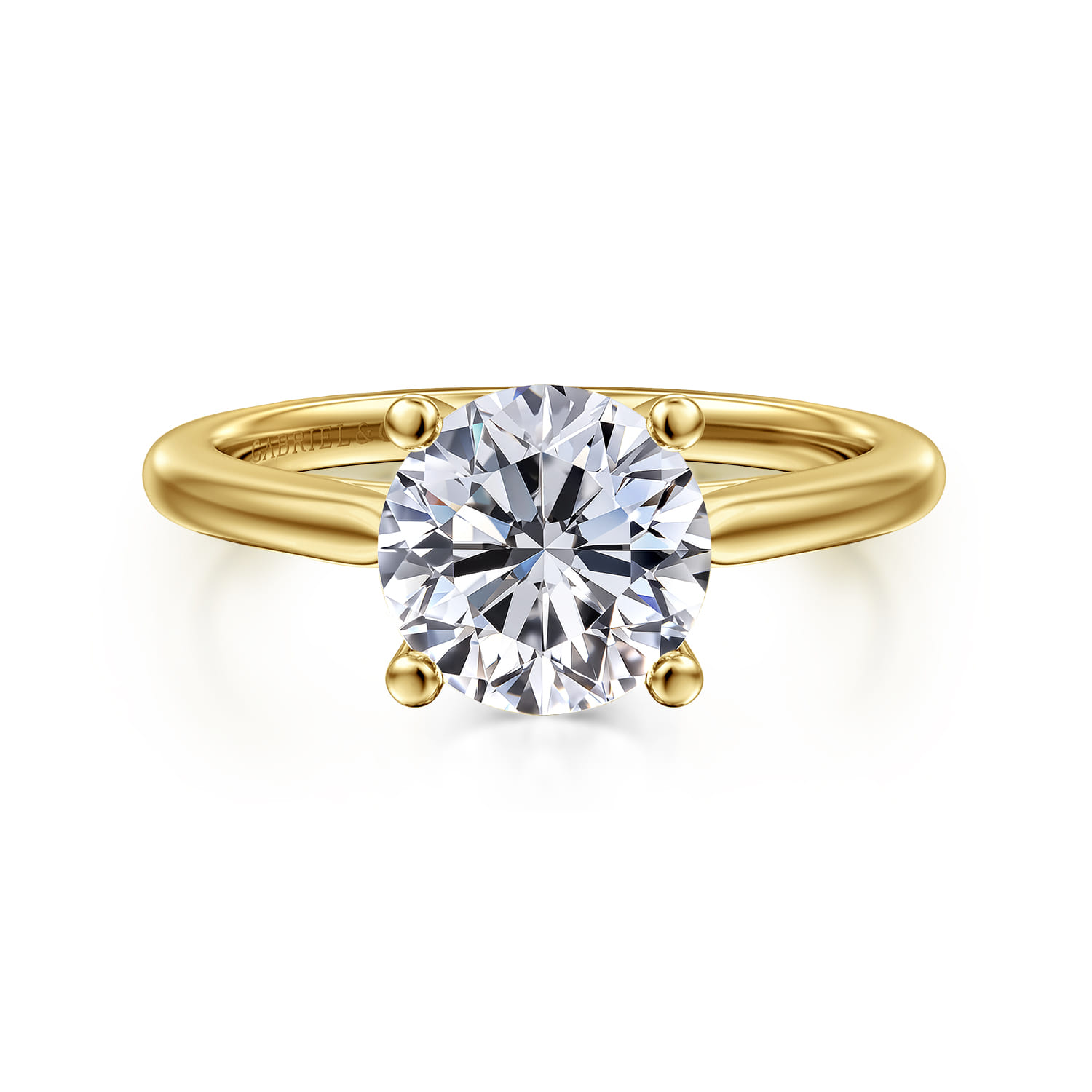 Anushka - 14K Yellow Gold Round Solitaire Diamond Engagement Ring - Shot 1