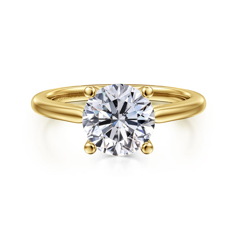 Anushka - 14K Yellow Gold Round Solitaire Diamond Engagement Ring - Shot 1
