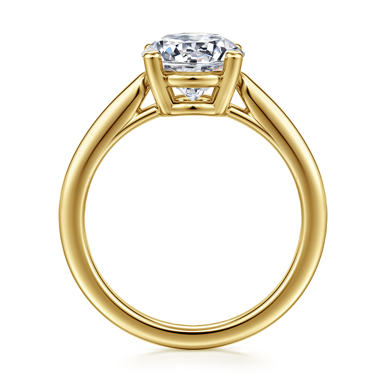 Anushka - 14K Yellow Gold Round Solitaire Diamond Engagement Ring - Shot 2