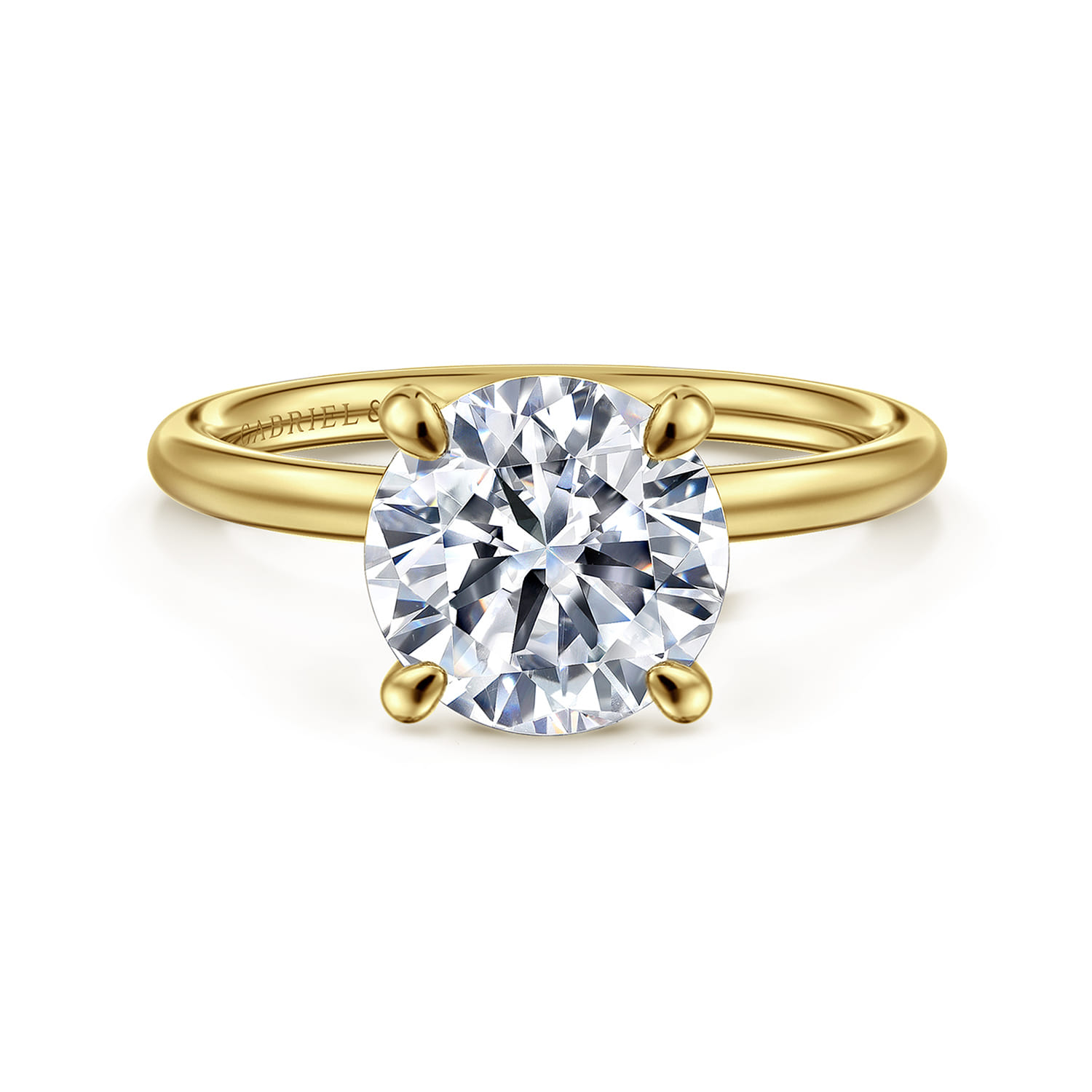 Tiana - 14K Yellow Gold Round Solitaire Diamond Engagement Ring - Shot 1