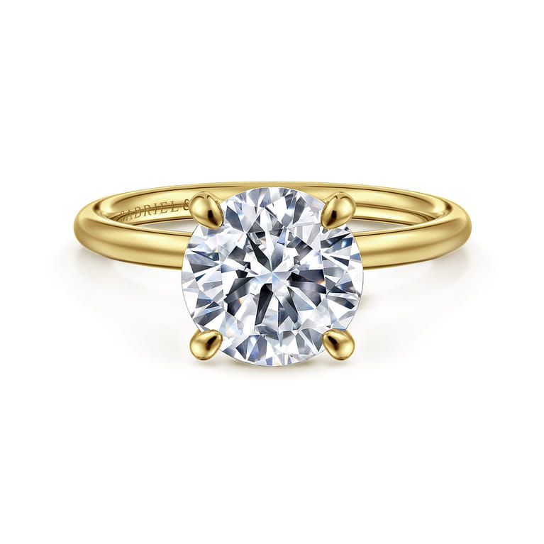 Tiana - 14K Yellow Gold Round Solitaire Diamond Engagement Ring - Shot 1