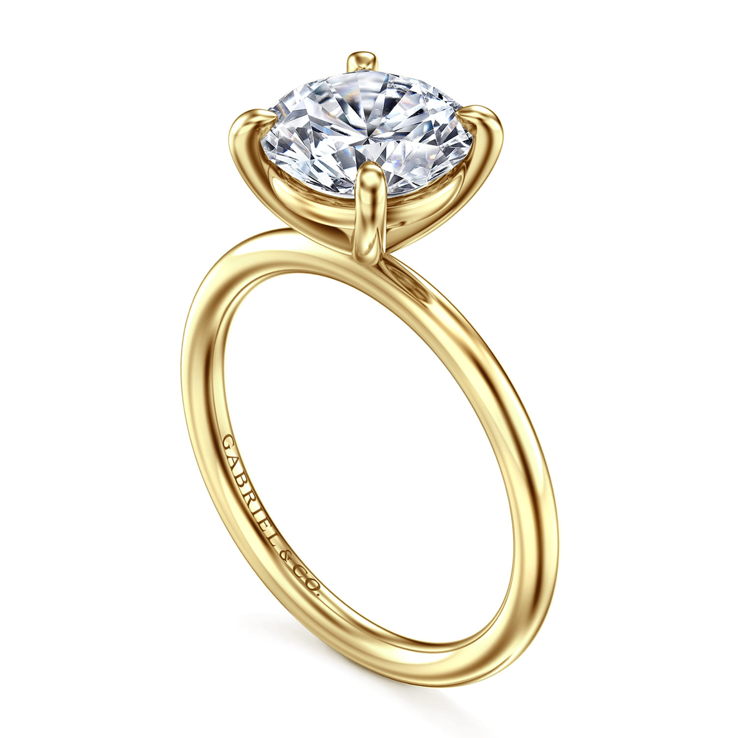 Tiana - 14K Yellow Gold Round Solitaire Diamond Engagement Ring - Shot 3