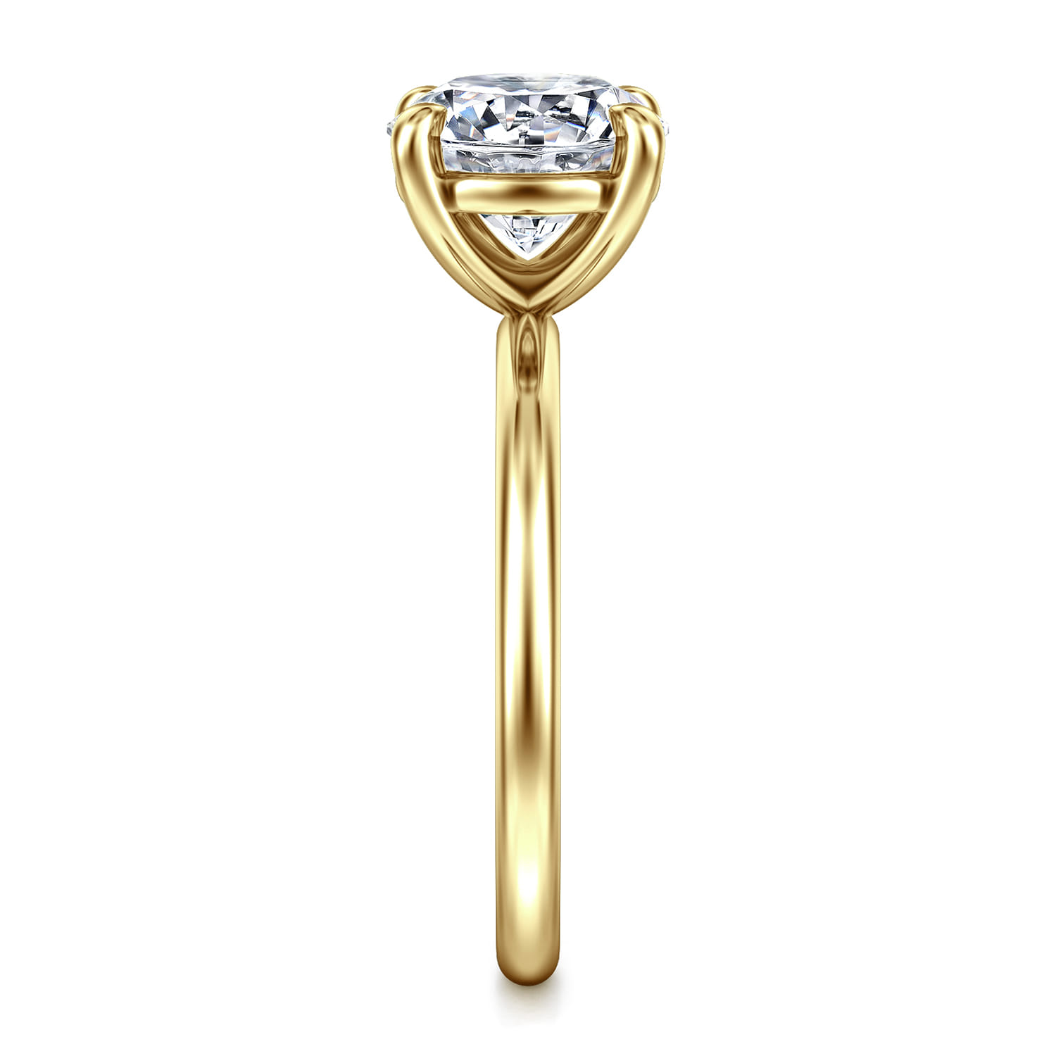 Tiana - 14K Yellow Gold Round Solitaire Diamond Engagement Ring - Shot 4