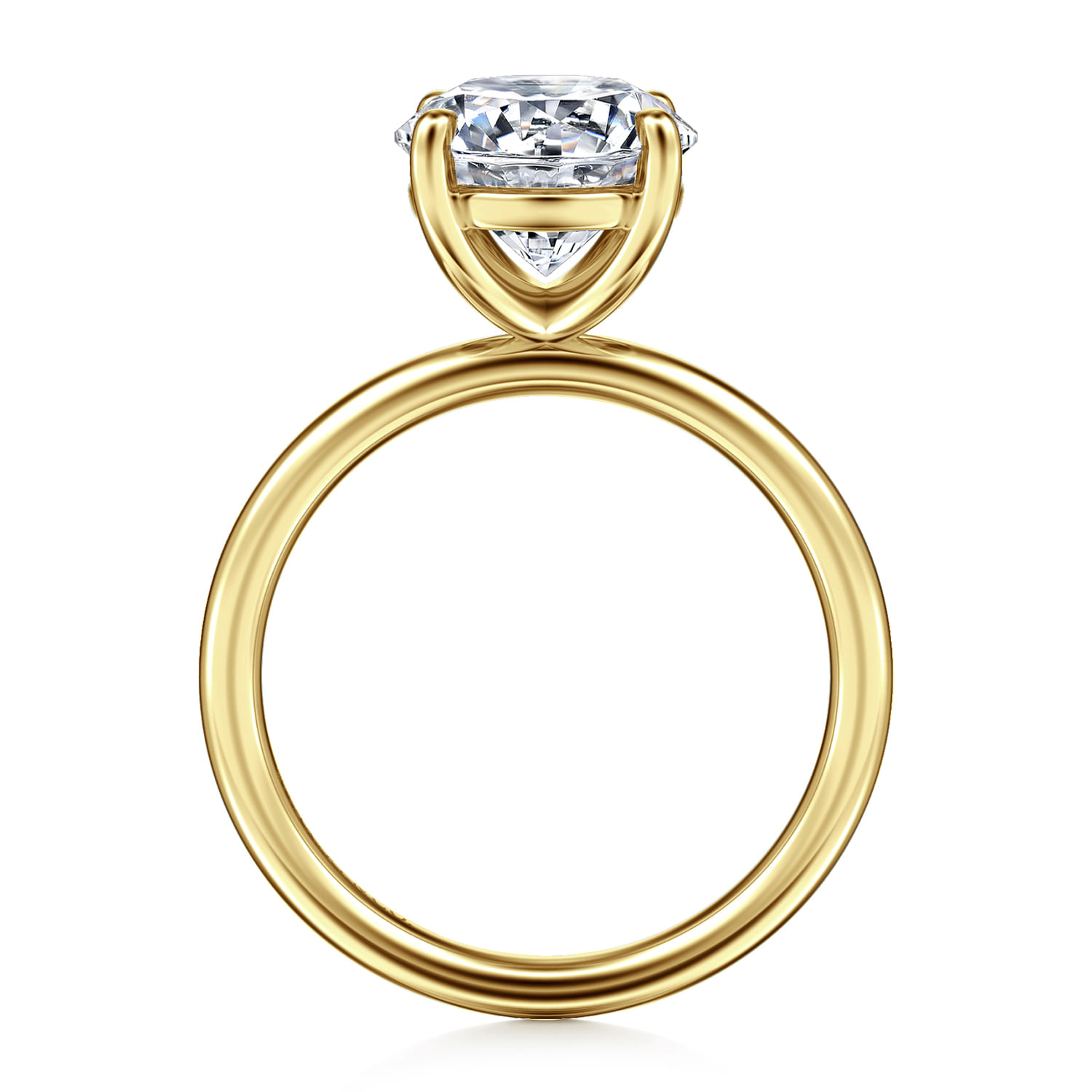 Tiana - 14K Yellow Gold Round Solitaire Diamond Engagement Ring - Shot 2