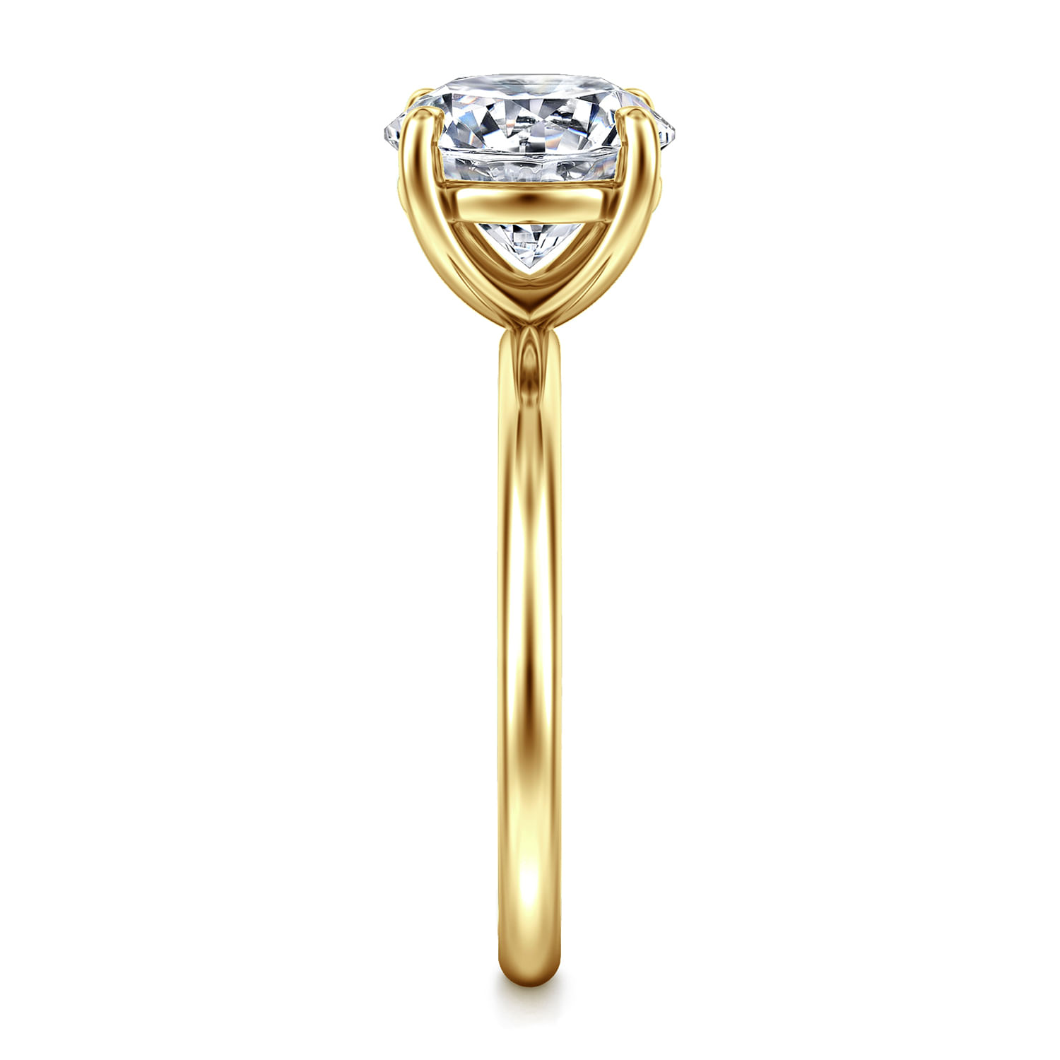 Tiana - 14K Yellow Gold Round Solitaire Diamond Engagement Ring - Shot 4