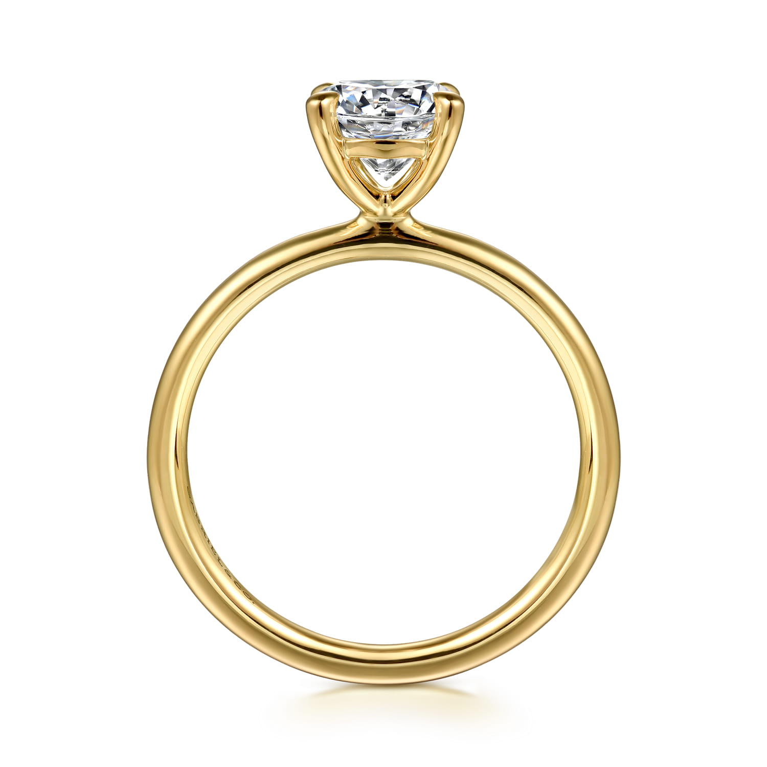 Tiana - 14K Yellow Gold Round Solitaire Diamond Engagement Ring - Shot 2