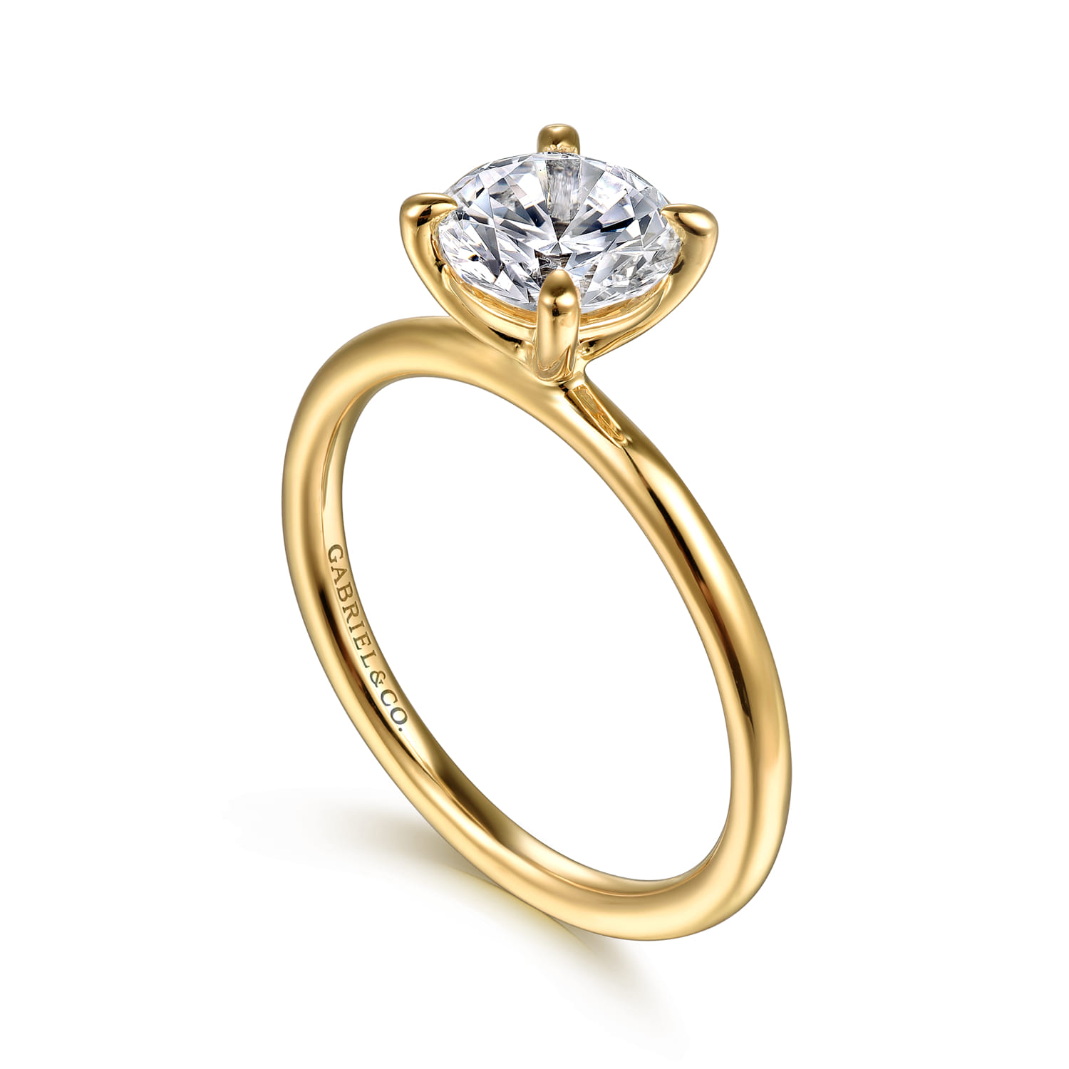 Tiana - 14K Yellow Gold Round Solitaire Diamond Engagement Ring - Shot 3