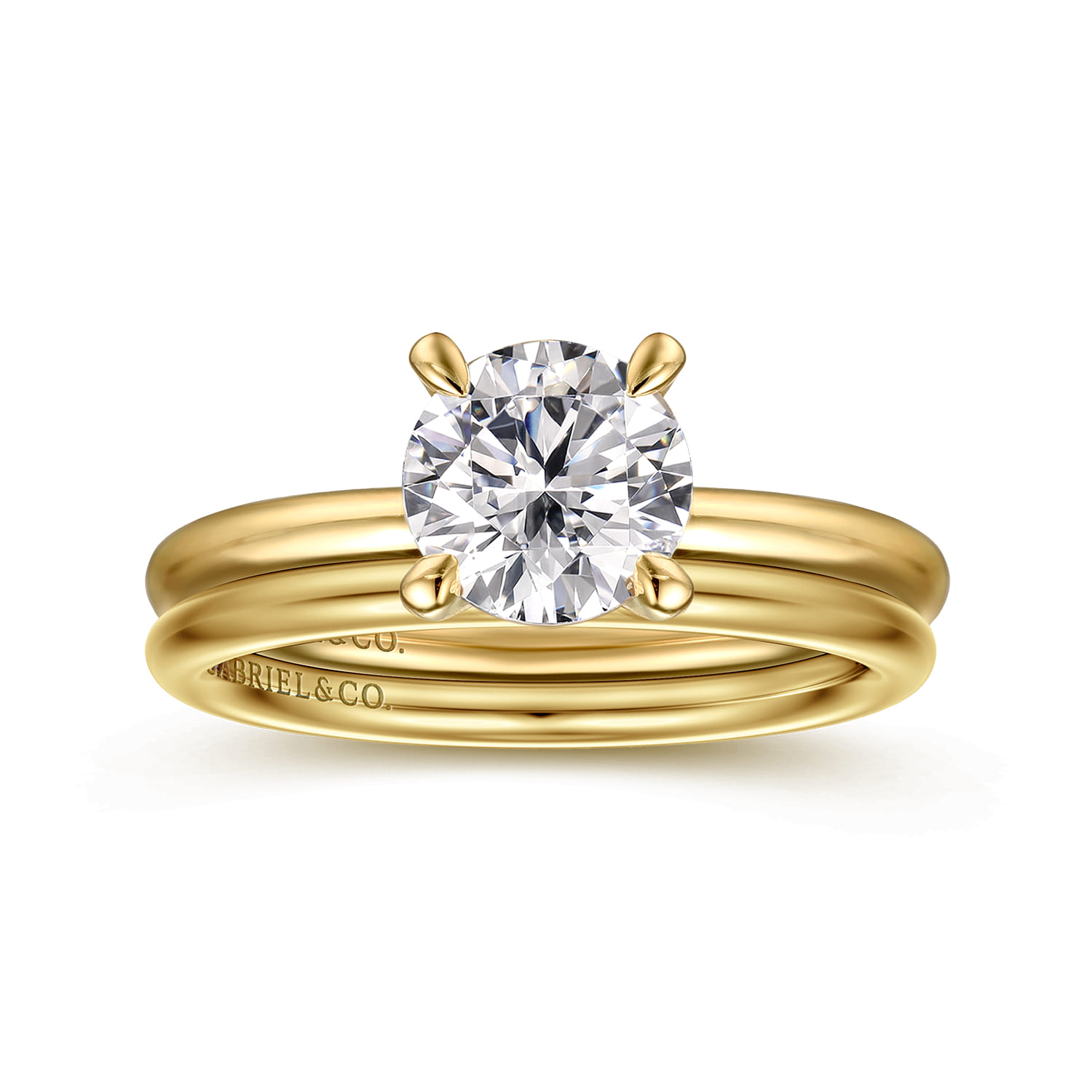 Tiana - 14K Yellow Gold Round Solitaire Diamond Engagement Ring - Shot 4