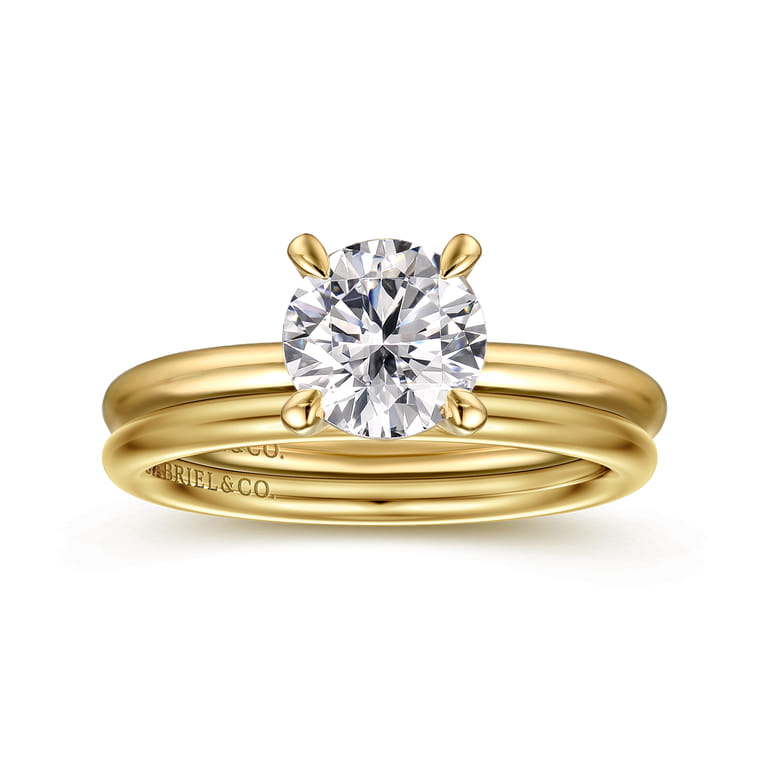 Tiana - 14K Yellow Gold Round Solitaire Diamond Engagement Ring - Shot 4
