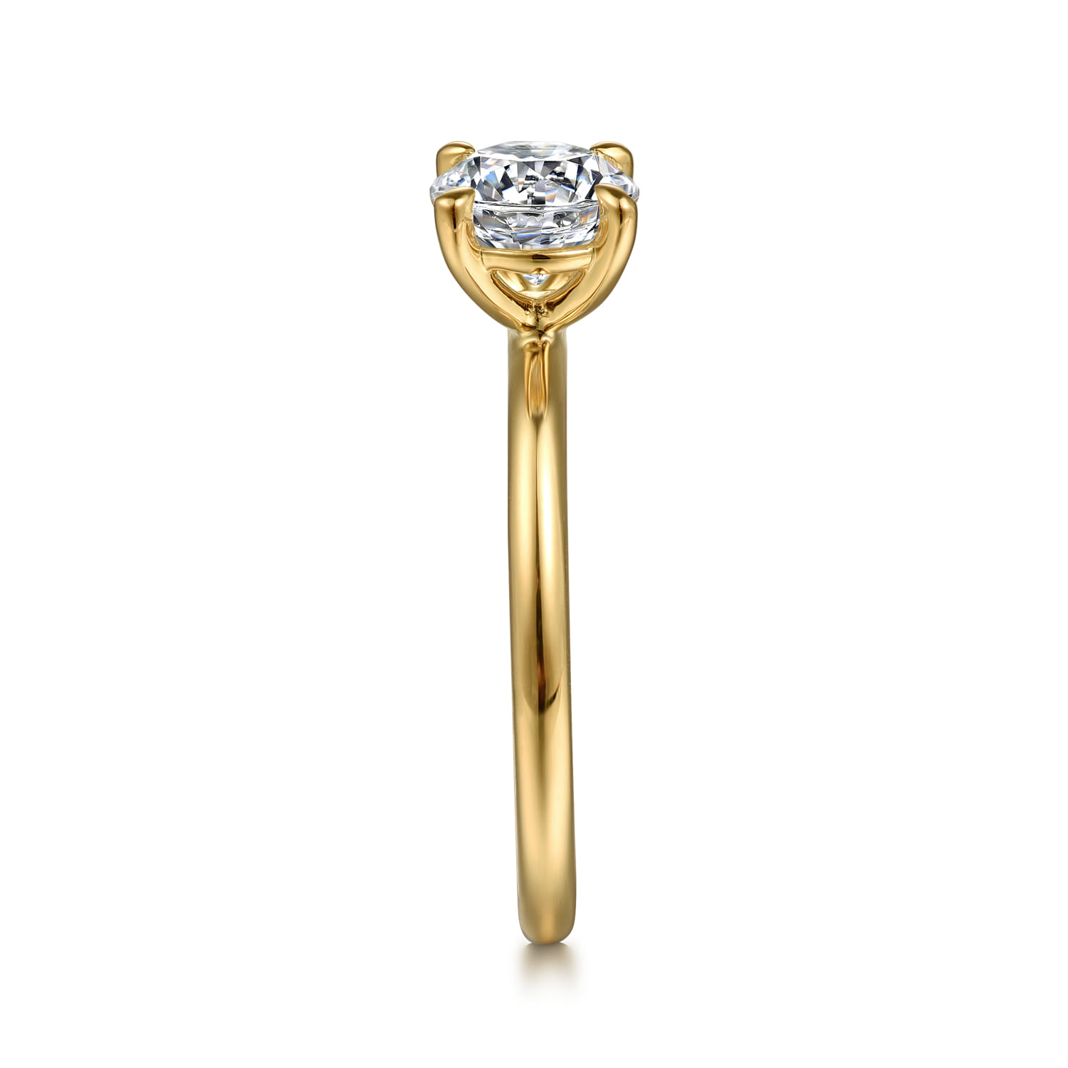 Tiana - 14K Yellow Gold Round Solitaire Diamond Engagement Ring - Shot 5