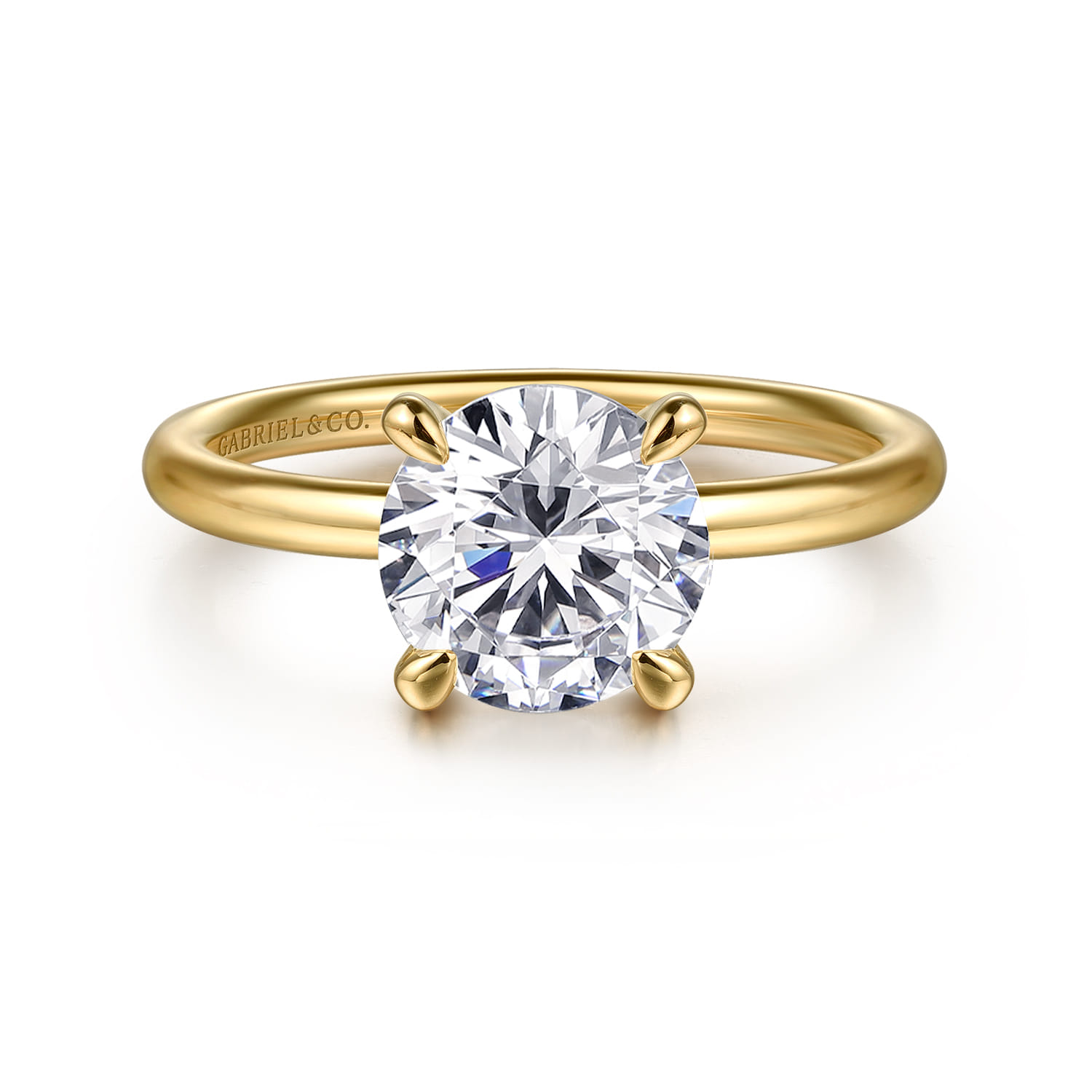 Tiana - 14K Yellow Gold Round Solitaire Diamond Engagement Ring - Shot 1