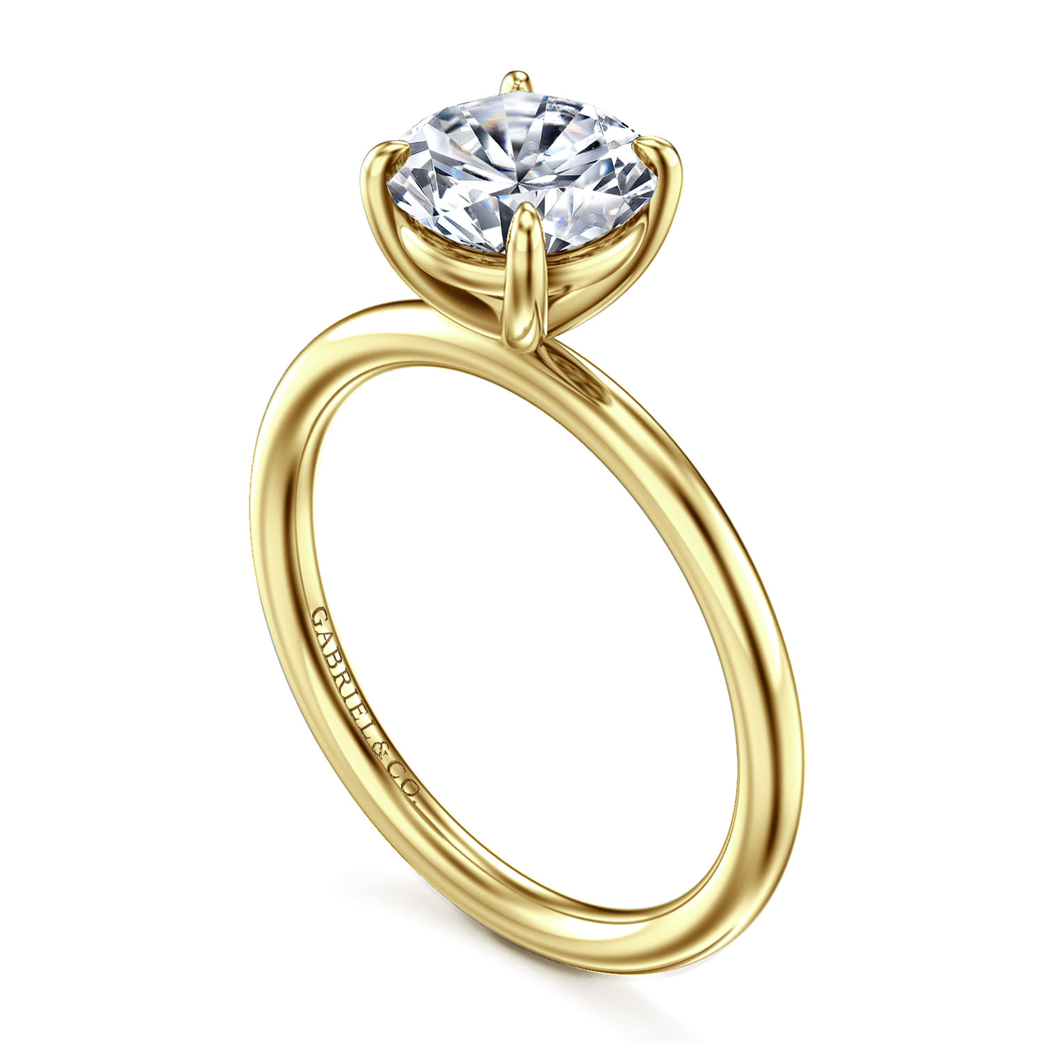 Tiana - 14K Yellow Gold Round Solitaire Diamond Engagement Ring - Shot 3