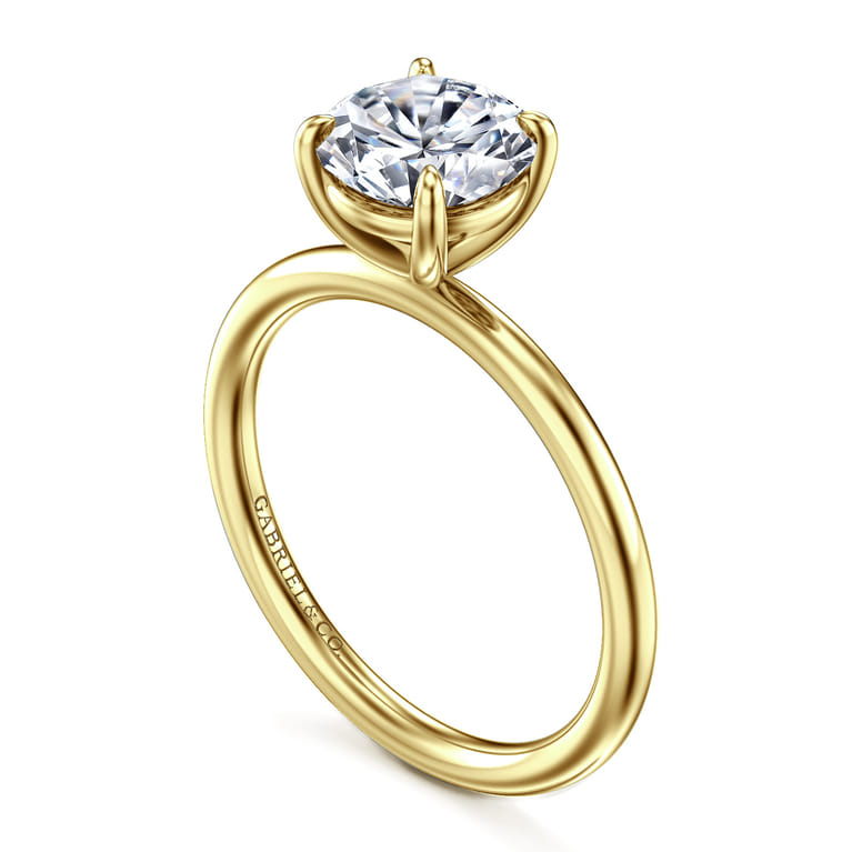 Tiana - 14K Yellow Gold Round Solitaire Diamond Engagement Ring - Shot 3