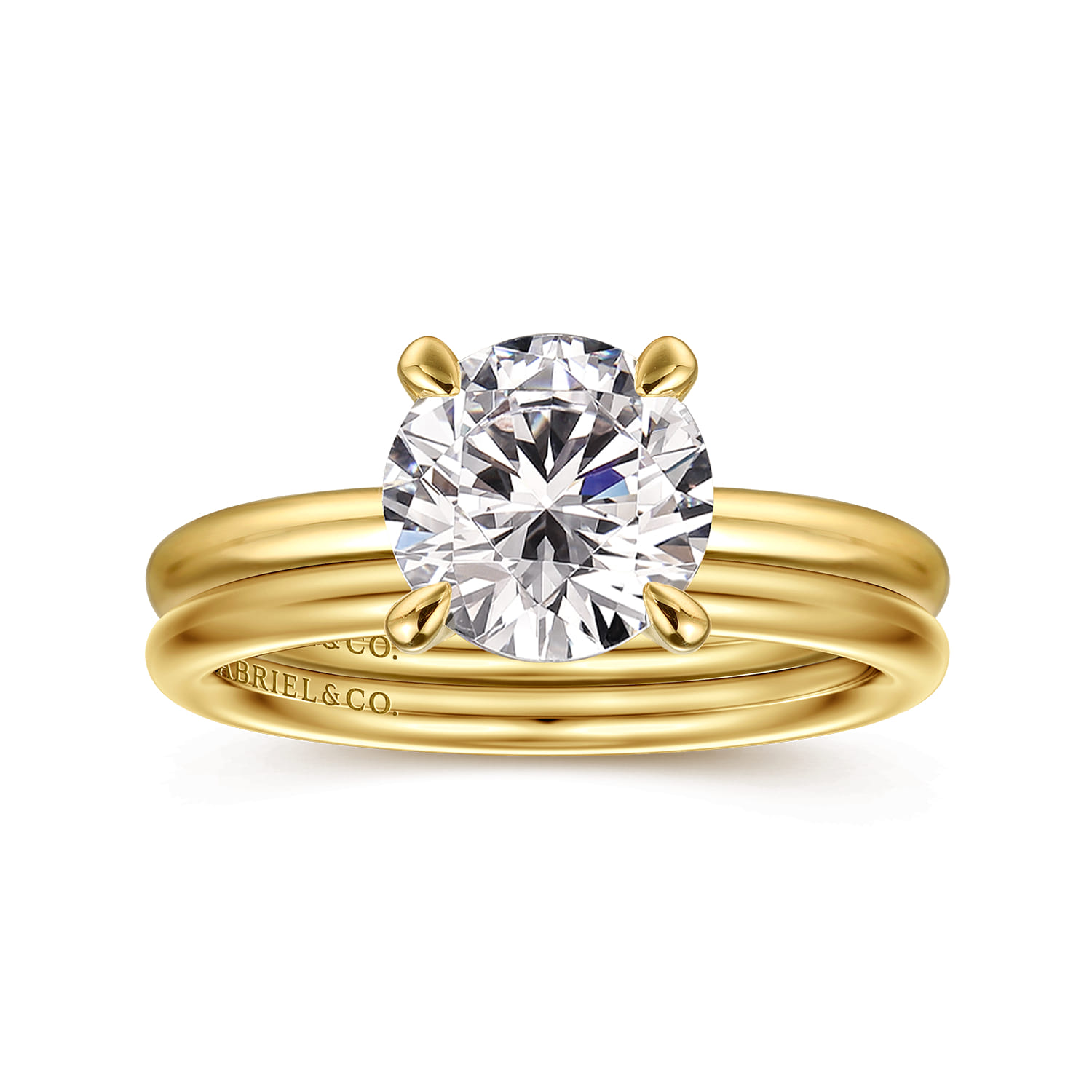 Tiana - 14K Yellow Gold Round Solitaire Diamond Engagement Ring - Shot 4