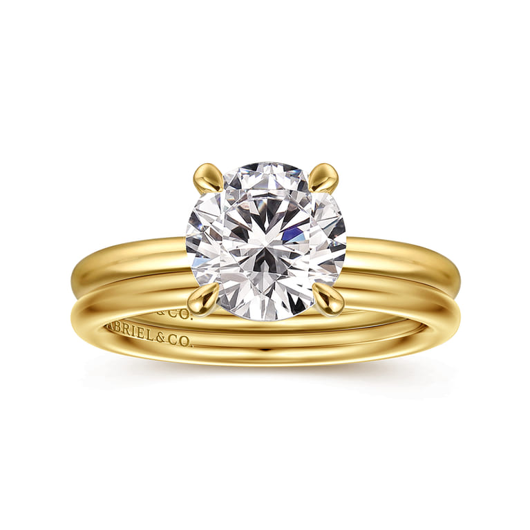 Tiana - 14K Yellow Gold Round Solitaire Diamond Engagement Ring - Shot 4