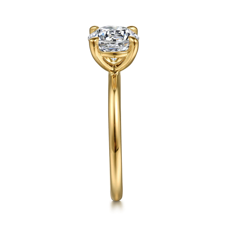 Tiana - 14K Yellow Gold Round Solitaire Diamond Engagement Ring - Shot 5
