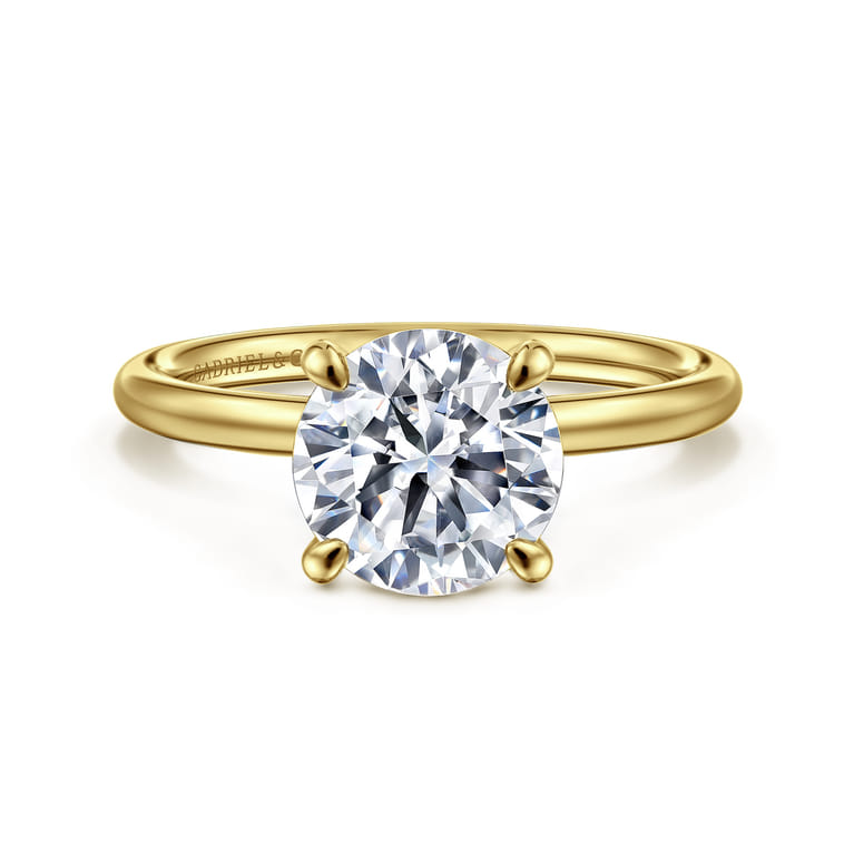 Tiana - 14K Yellow Gold Round Solitaire Diamond Engagement Ring - Shot 1