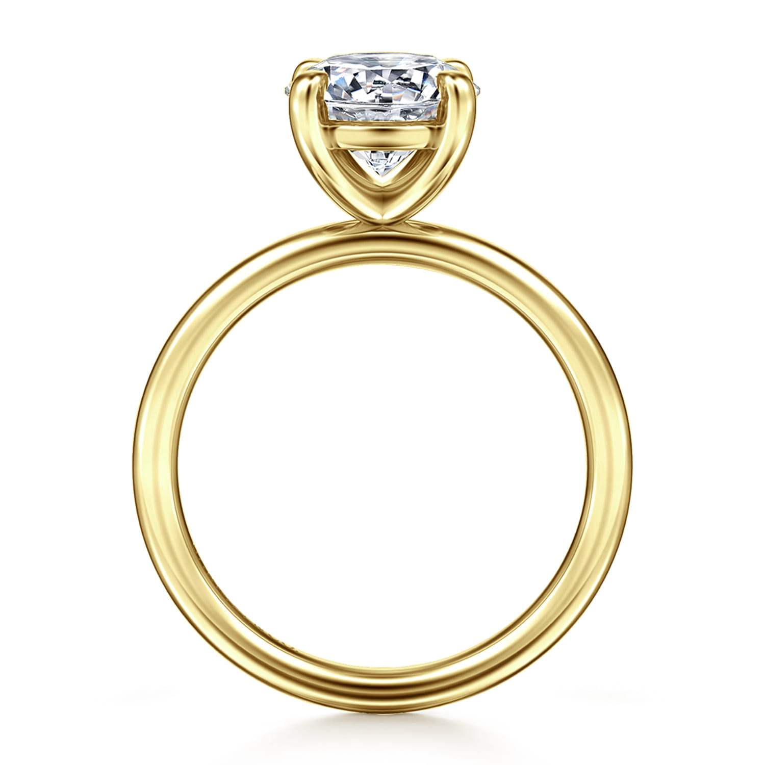 Tiana - 14K Yellow Gold Round Solitaire Diamond Engagement Ring - Shot 2