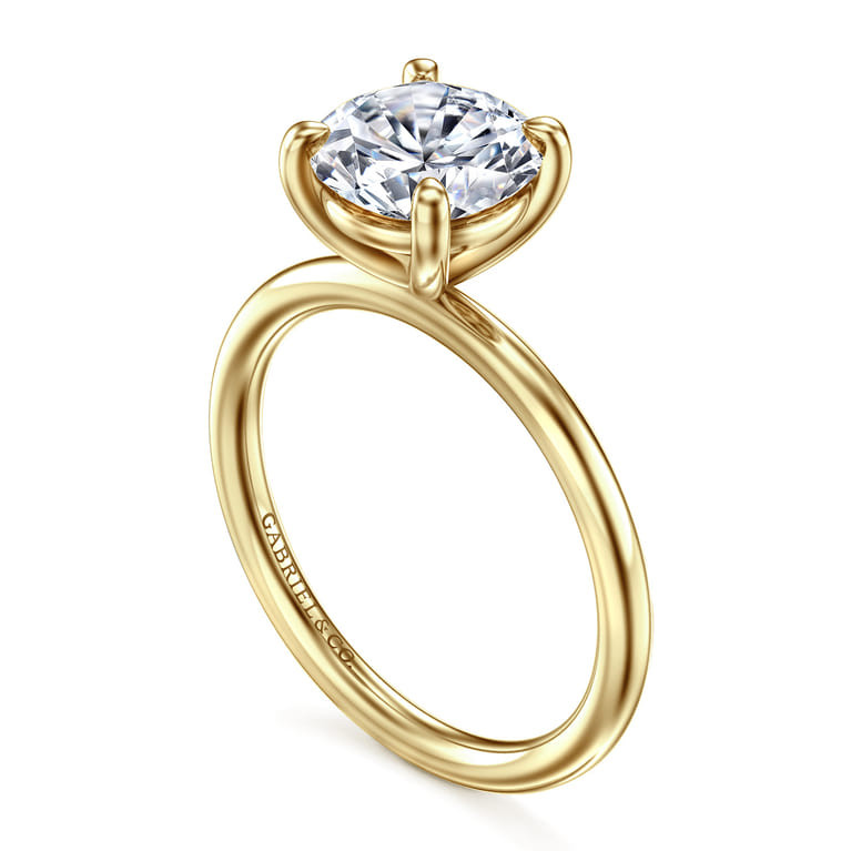 Tiana - 14K Yellow Gold Round Solitaire Diamond Engagement Ring - Shot 3