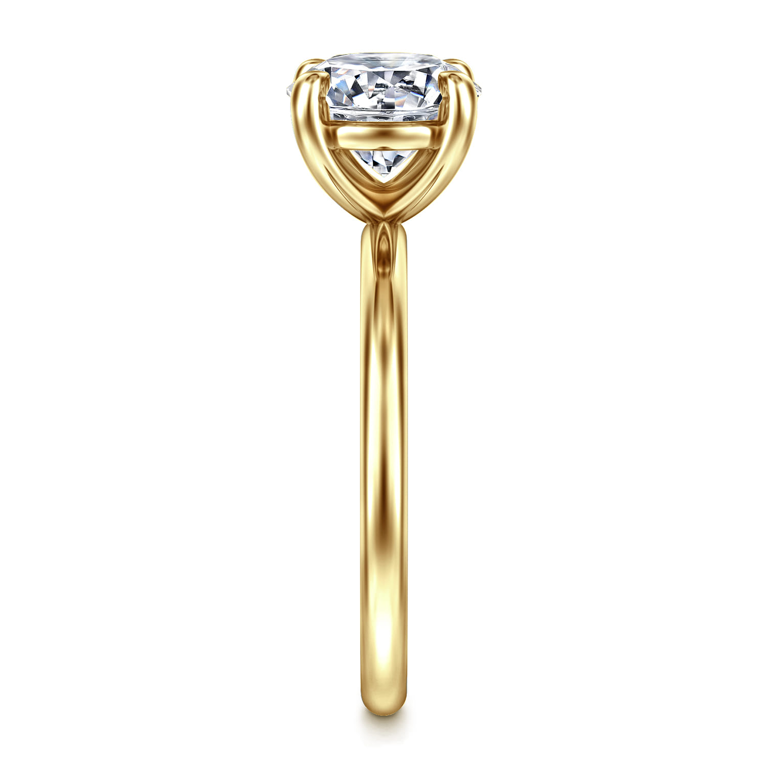 Tiana - 14K Yellow Gold Round Solitaire Diamond Engagement Ring - Shot 4