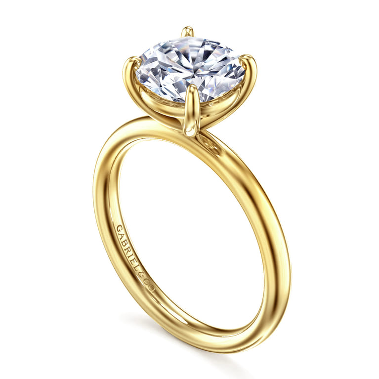 Unite - 14K Yellow Gold Round Solitaire Diamond Engagement Ring - Shot 3
