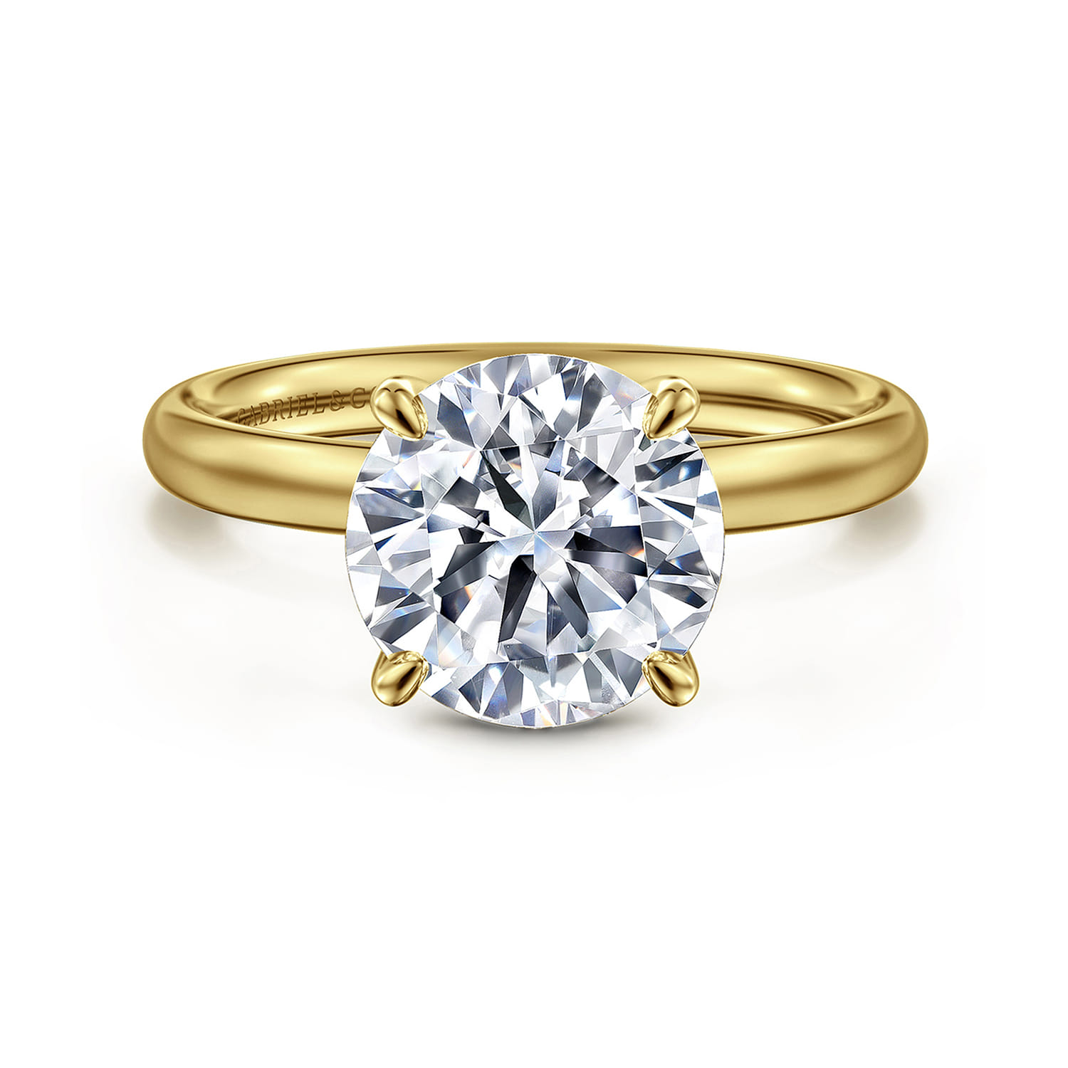 Unite - 14K Yellow Gold Round Solitaire Diamond Engagement Ring - Shot 1