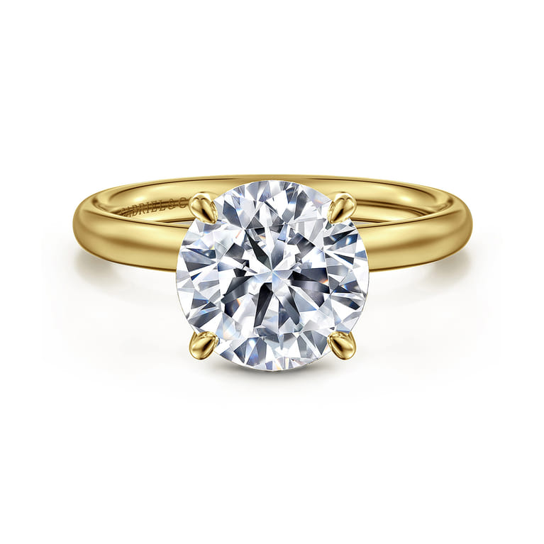 Unite - 14K Yellow Gold Round Solitaire Diamond Engagement Ring - Shot 1
