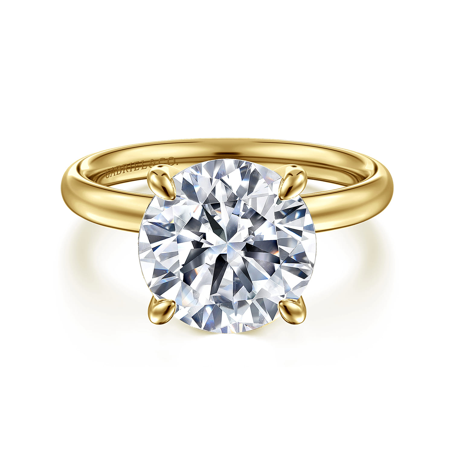 Unite - 14K Yellow Gold Round Solitaire Diamond Engagement Ring - Shot 1